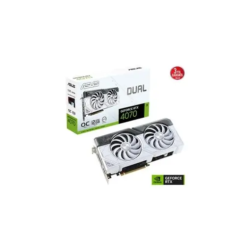 Asus Dual GeForce RTX 4070 OC DUAL-RTX4070-O12G-WHITE GDDR6X 192Bit DX12 DLSS 3 Ekran Kartı