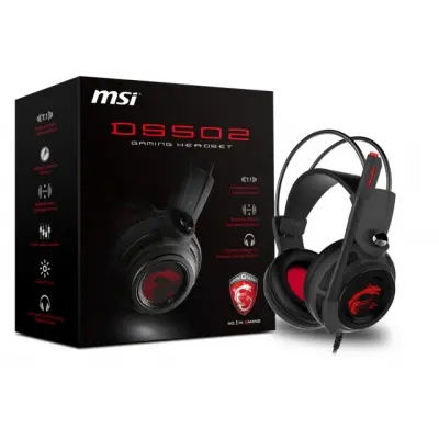 MSI GG DS502 GAMING HEADSET 7.1 CEVRESEL SES 2X40MM SURUCU LED AYDINLATMA KABLO KUMANDA MIKROFON