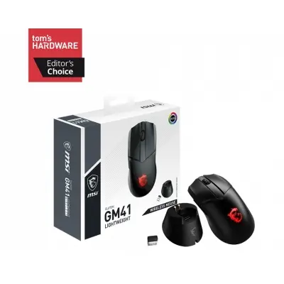 MSI GG CLUTCH GM41 LIGHTWEIGHT 76 GRAM ESPORTS WIRELESS GAMING MOUSE MAX 20000 DPI 1MS POLLING PIXART PAW-3370 OPTIK SENSOR OMRON SW