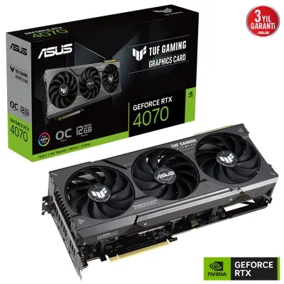 ASUS GEFORCE RTX 4070 TUF-RTX4070-O12G-GAMING 12GB GDDR6X 192bit 2580MHz OC OC HDMI 3xDP RGB DLSS3 EKRAN KARTI