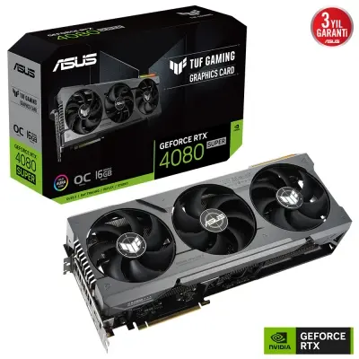 ASUS TUF-RTX4080S-O16G-GAMING-NVIDIA-GEFORCE-RTX 4080 SUPER-16GB GDDR6X-256bit-2640MHz-OC-2xHDMI-3xDP-RGB-DLSS3 EKRAN KARTI