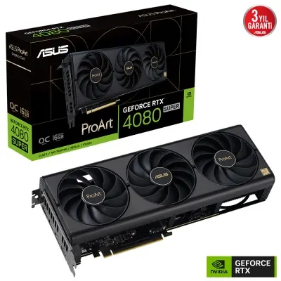 ASUS PROART-RTX4080S-O16G NVIDIA GEFORCE RTX 4080 SUPER 16GB GDDR6X 256bit OC HDMI 3xDP DLSS3 EKRAN KARTI