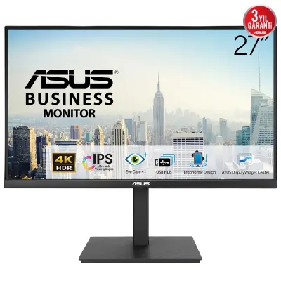 ASUS VA27UQSB 27 IPS FREESYNC 3840x2160 5ms 350cd DP HDMI USB Hoparlör VESA 3YIL PİVOT MONİTÖR
