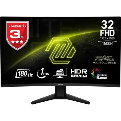 MSI 31.5 MAG 32C6 CURVED 1500R VA 2560X1440 (FHD) 16:9 180HZ 1MS FREESYNC PREMIUM GAMING MONITOR