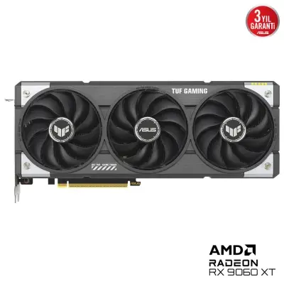 ASUS TUF RX9060XT O16G GAMING AMD RADEON RX 9060 16G 16GB GDDR6 128bit OC HDMI 2xDP EKRAN KARTI