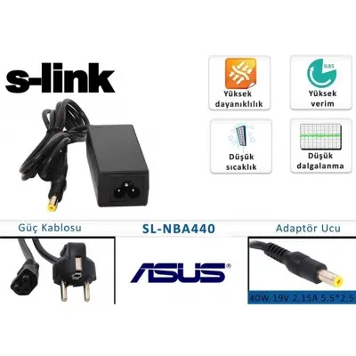 S-link SL-NBA440 40w 19v 2.15a 5.5-2.5 Asus Notebook Adaptörü
