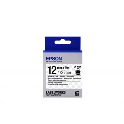 Epson LK-4TBN ŞEFFAF ÜZERİ SİYAH 12MM 9Metre