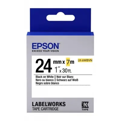 Epson LK-6WBVN Beyaz Üzeri Siyah 24MM 7Metre Etiket